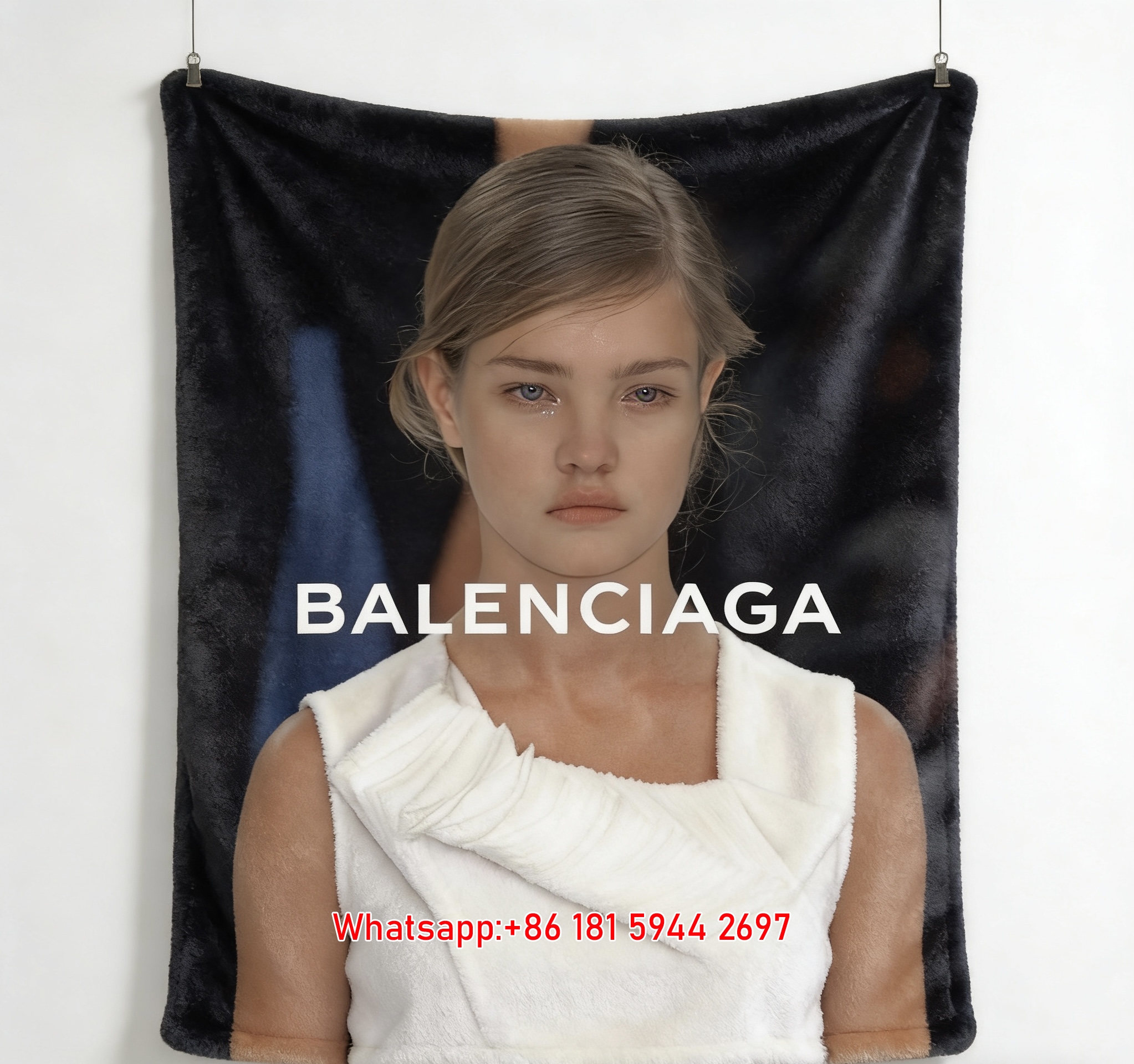 Balenciaga Runway Model Print Fleece Throw Blanket BA434